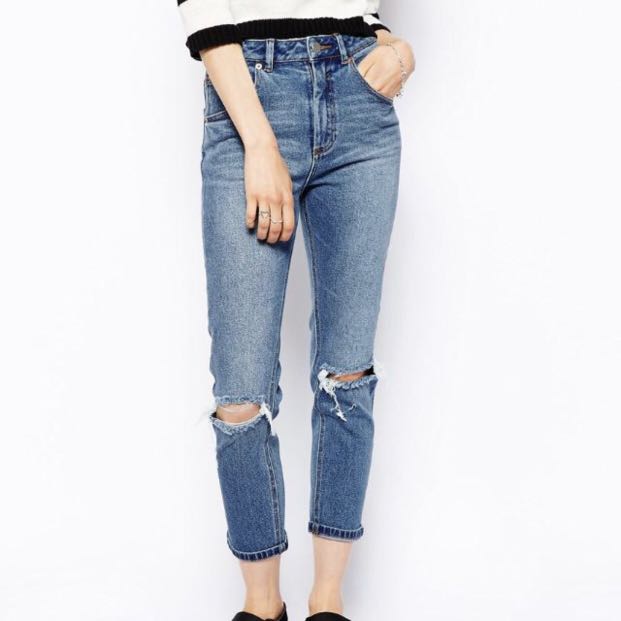 h&m ripped mom jeans