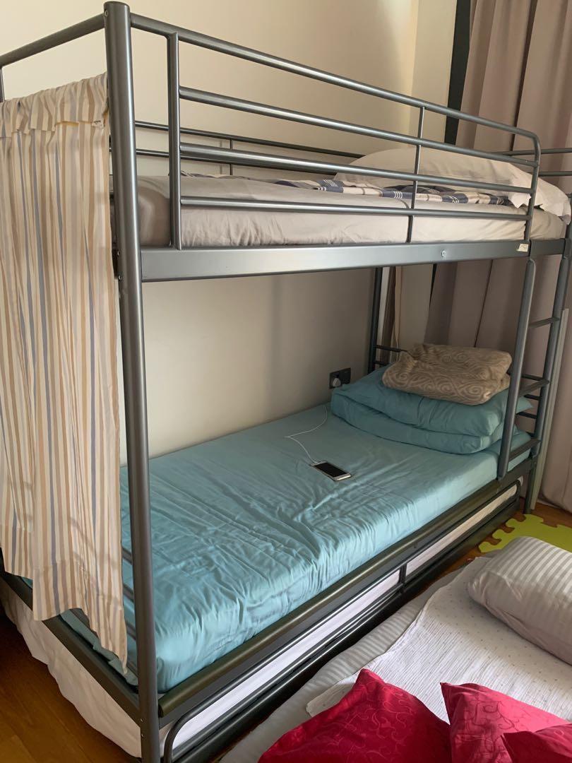 Ikea double decker/bunk bed and underbed, Furniture & Home Living ...