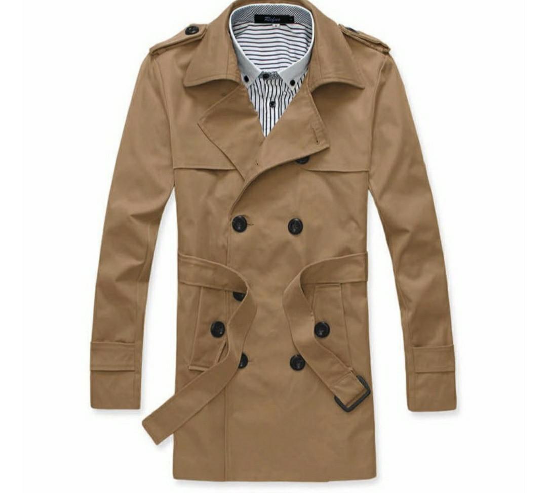 Men long coat trenchcoat grey black kaki Men s Fashion Coats