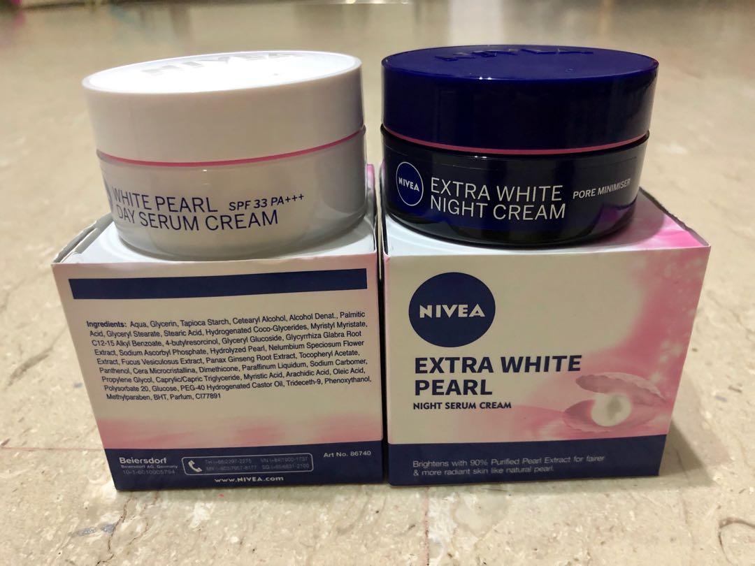 nivea white pearl night serum cream