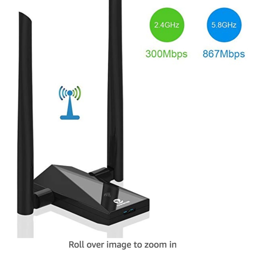 P13 ZOWEETEK Wifi Receiver 1200Mbps Dual Band, Long Range Wifi Adapter with  High-gain 5dbi Antenna for PC Desktop Laptop Tablet, Support Mac OS &  Windows, Electronics, Others on Carousell