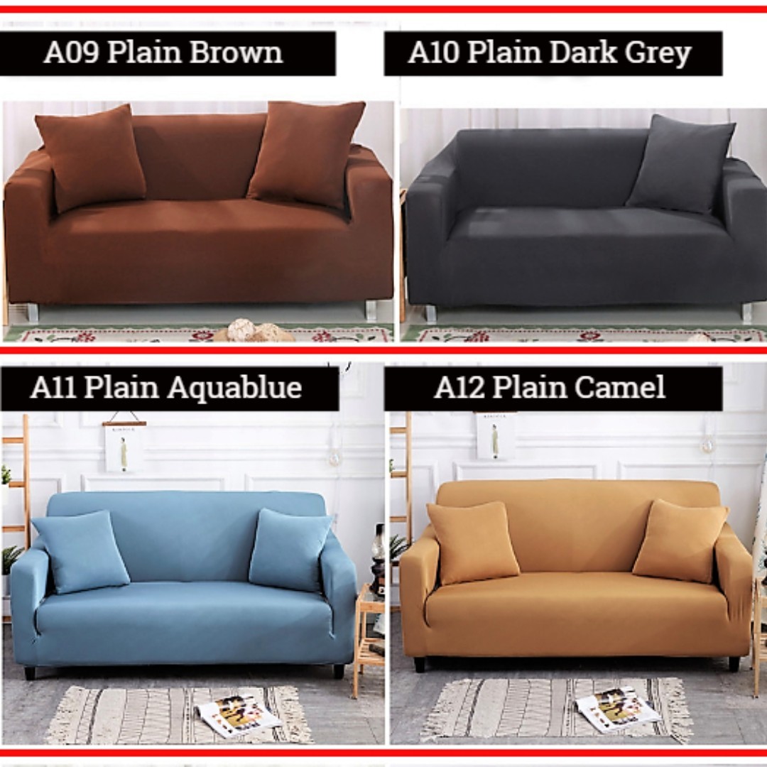 Plain Sofa Cover Brown Dark Grey Aquablue Camel Furniture Home Decor Cushions Linen On Carousell