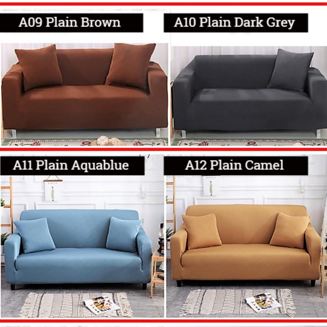 Plain Sofa Cover Brown Dark Grey Aquablue Camel Furniture