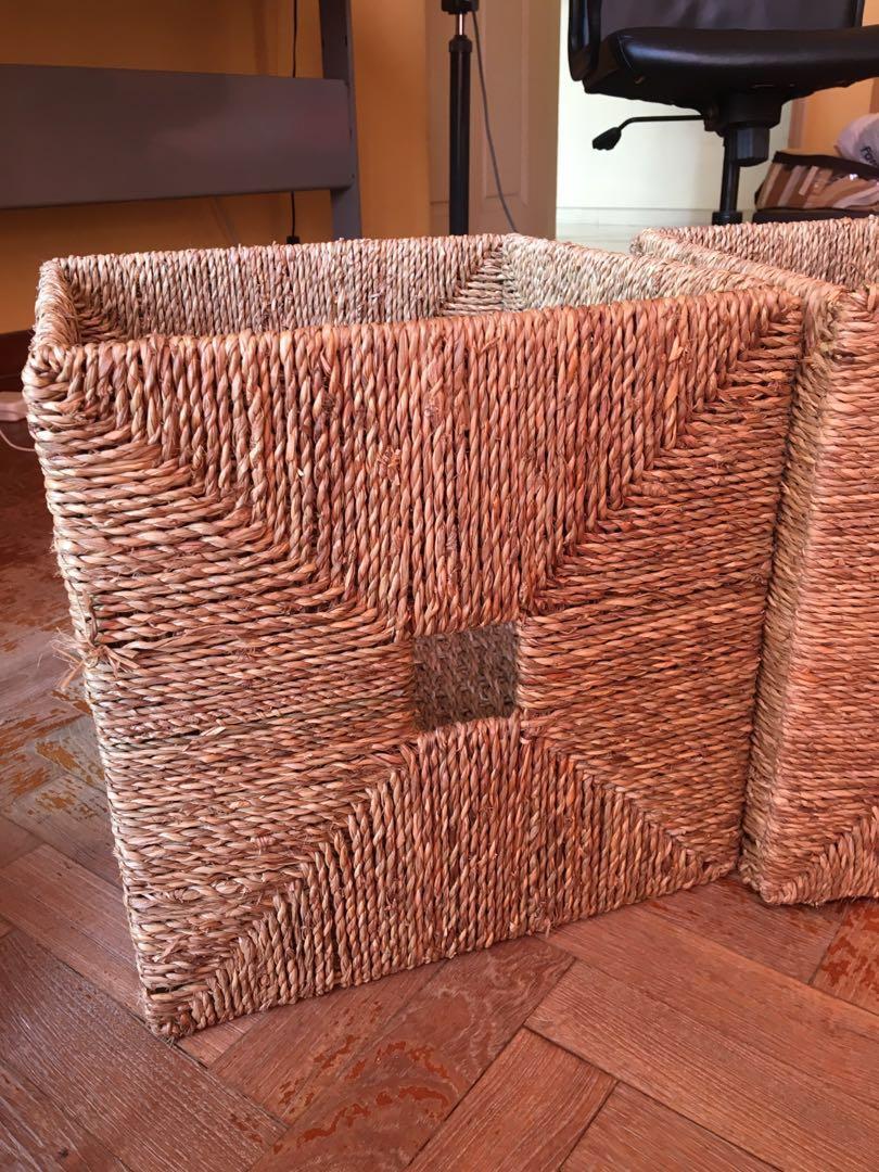 (RESERVED) Ikea Knipsa Seagrass Baskets x2, Furniture & Home Living, Home Improvement