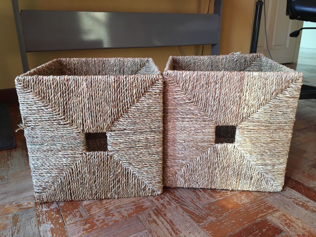 (RESERVED) Ikea Knipsa Seagrass Baskets x2, Furniture & Home Living, Home Improvement