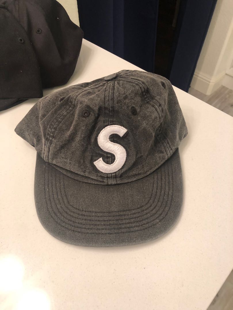 Supreme Washed Chambray S Logo 6-Panel Black, Men's Fashion