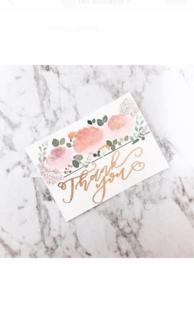 燙金生日卡 賀卡 感謝卡 Thank You Card 興趣及遊戲 手作 自家設計 文具及工藝 畫作及印刷品 Carousell