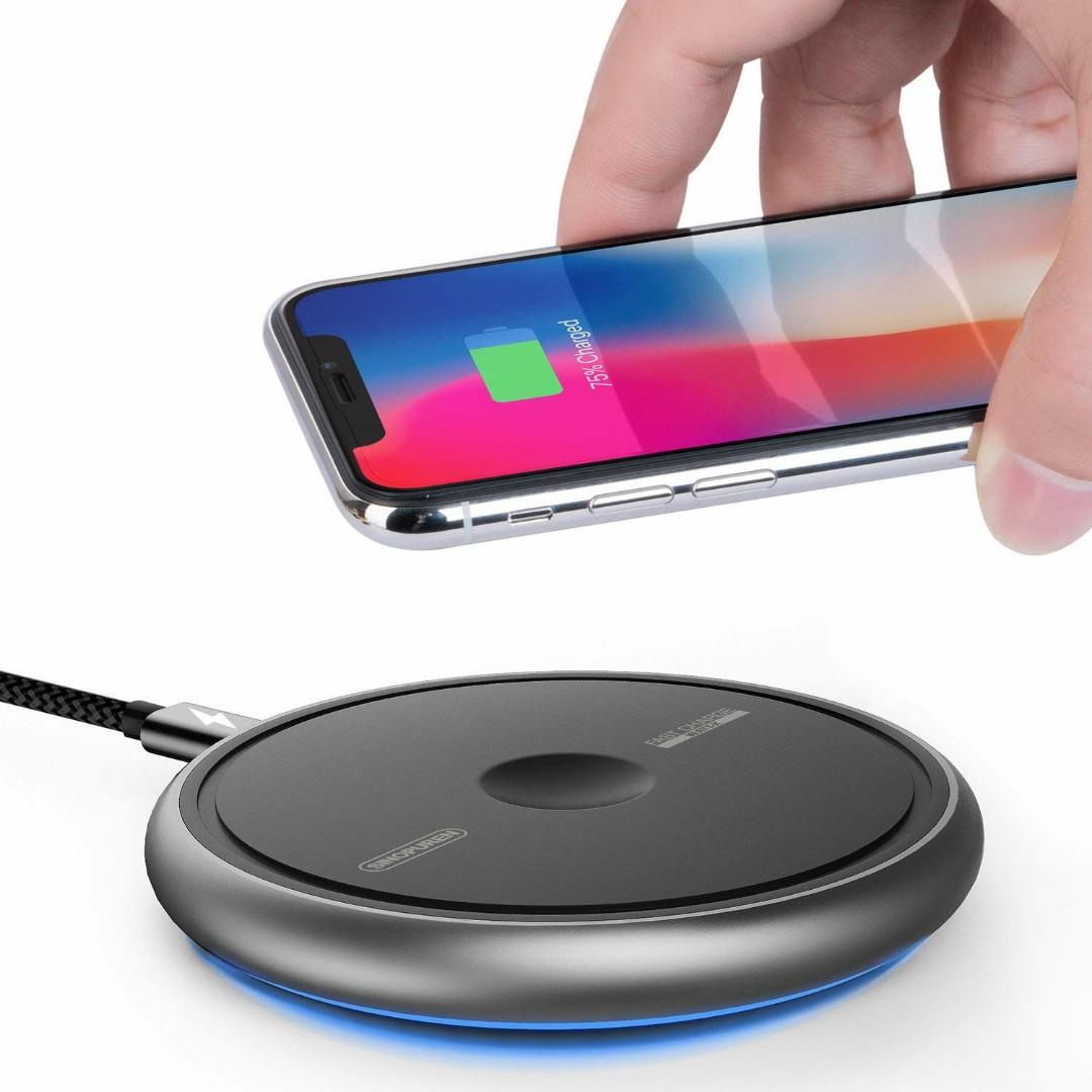 no AC Adapter black Wireless Charger Pad 10W Fast Wireless Charger for Galaxy S9 S8 S7 S6 Edge Plus Note 8 7.5W Fast Wireless Charger for iPhone X 8 8 plus and other Qi-enabled devices