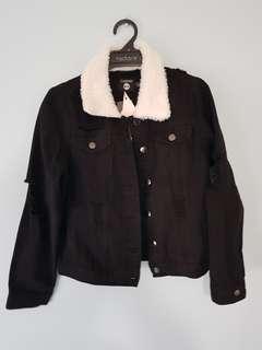 Black Borg Collar Denim Jacket