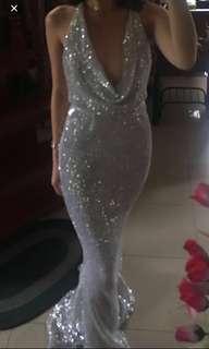 Silver Long Gown - For rent