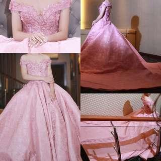 Long back pastel gown for rent (debut gown)