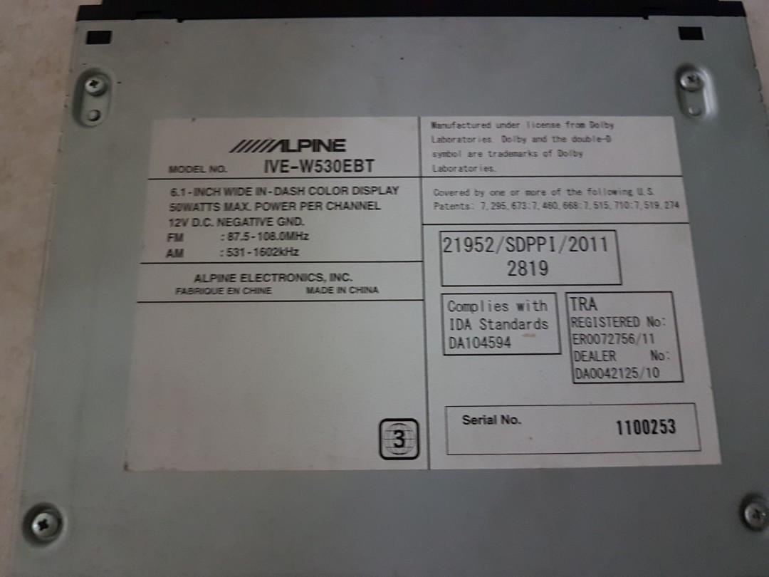 Alpine IVE-W530BT Double Din, Car Accessories, Accessories on Carousell