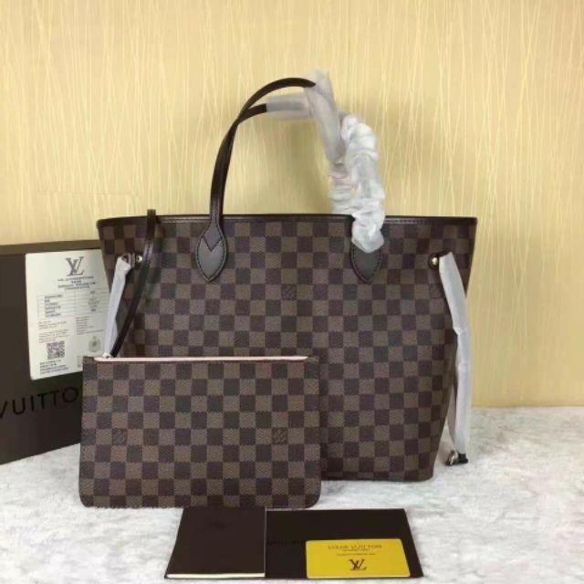 Authentic Louis Vuitton Bag Neverfull Roseballerine Interior