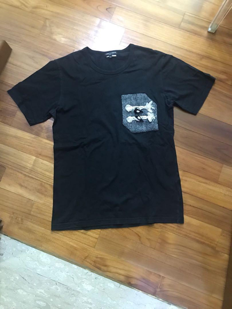 comme des garcons homme logo pocket tee