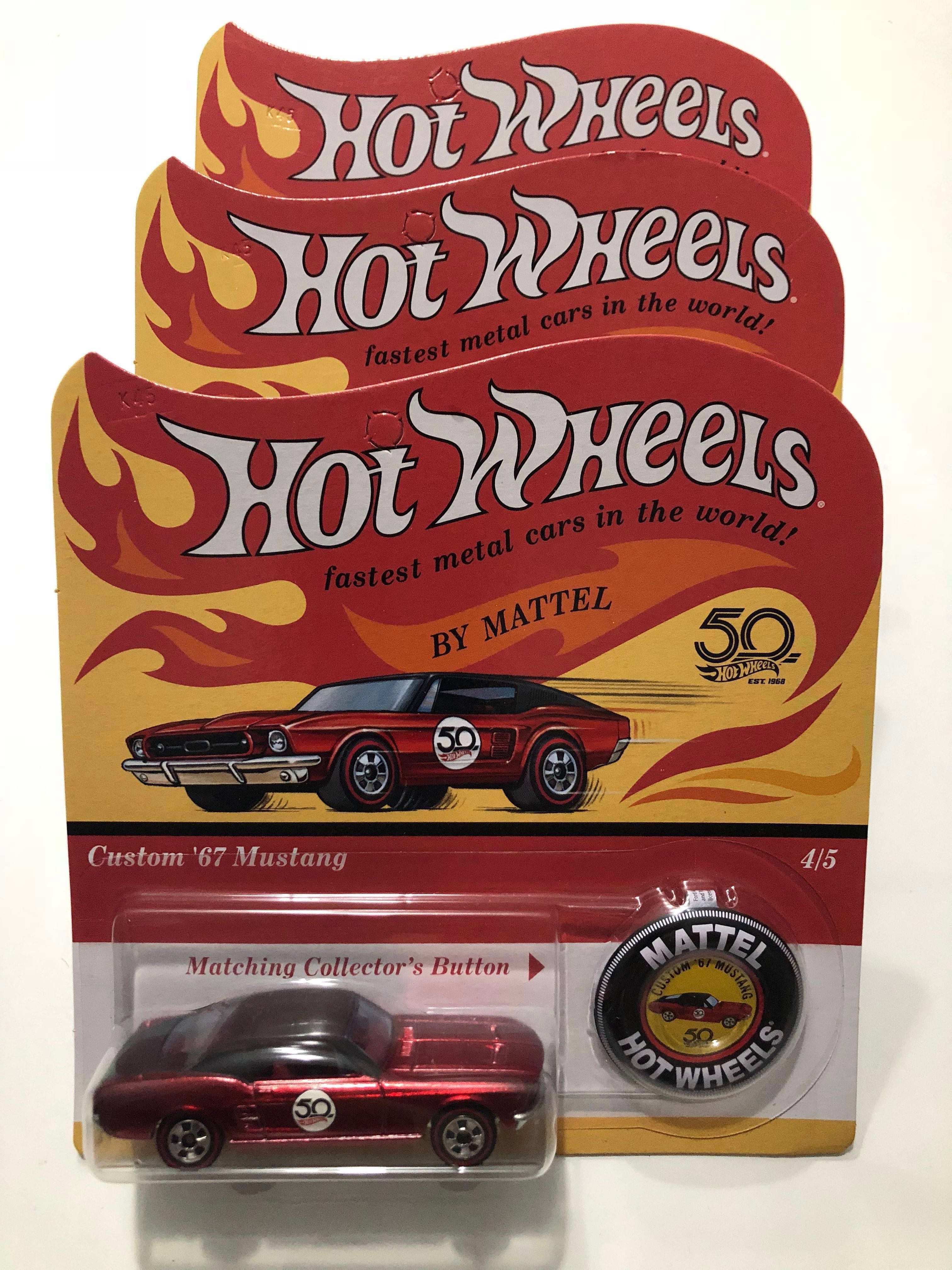 Details about   Hot Wheels Custom '67 Mustang 50th Anniversary w/Metal Button #FTX87 NRFP Red