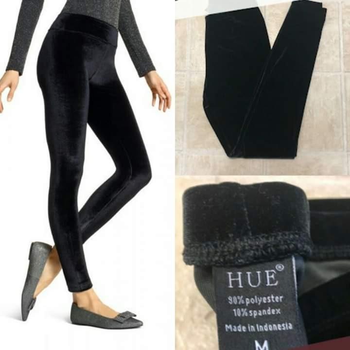 Hue Wide Waistband Velvet Leggings ✓ S 