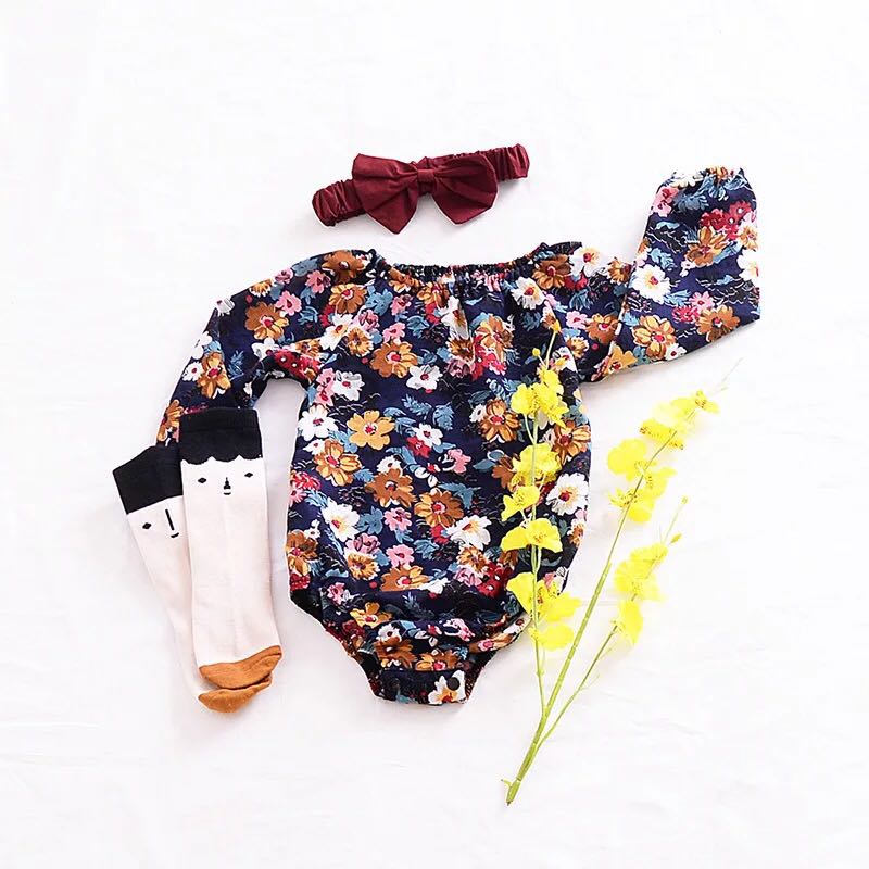 floral long sleeve onesie baby