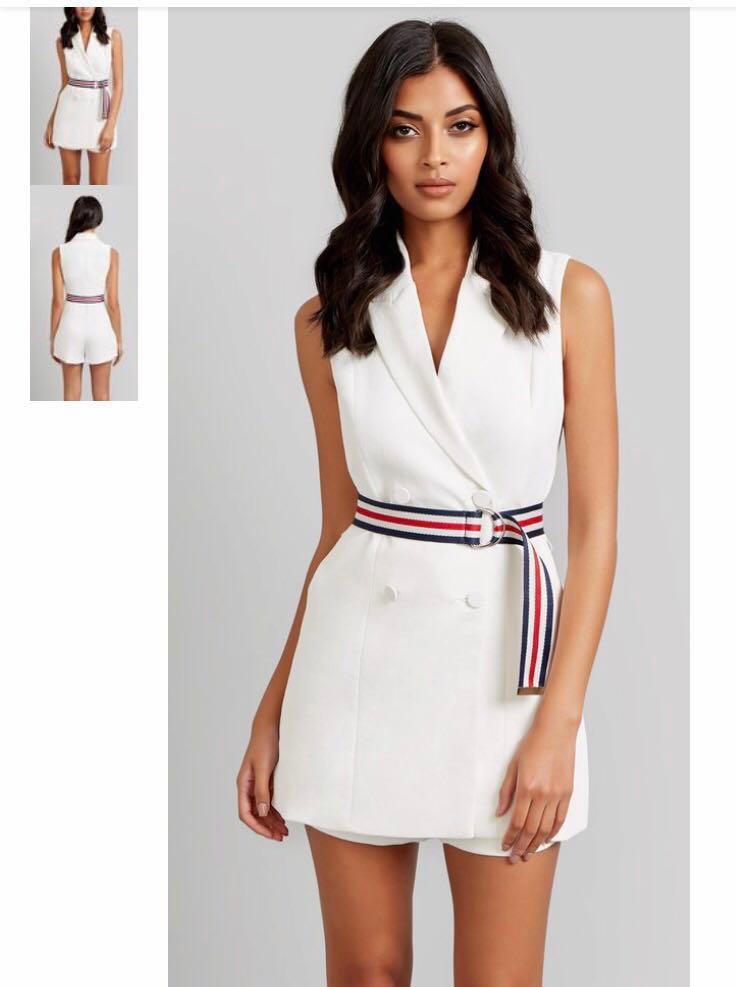 kookai white ribbon playsuit