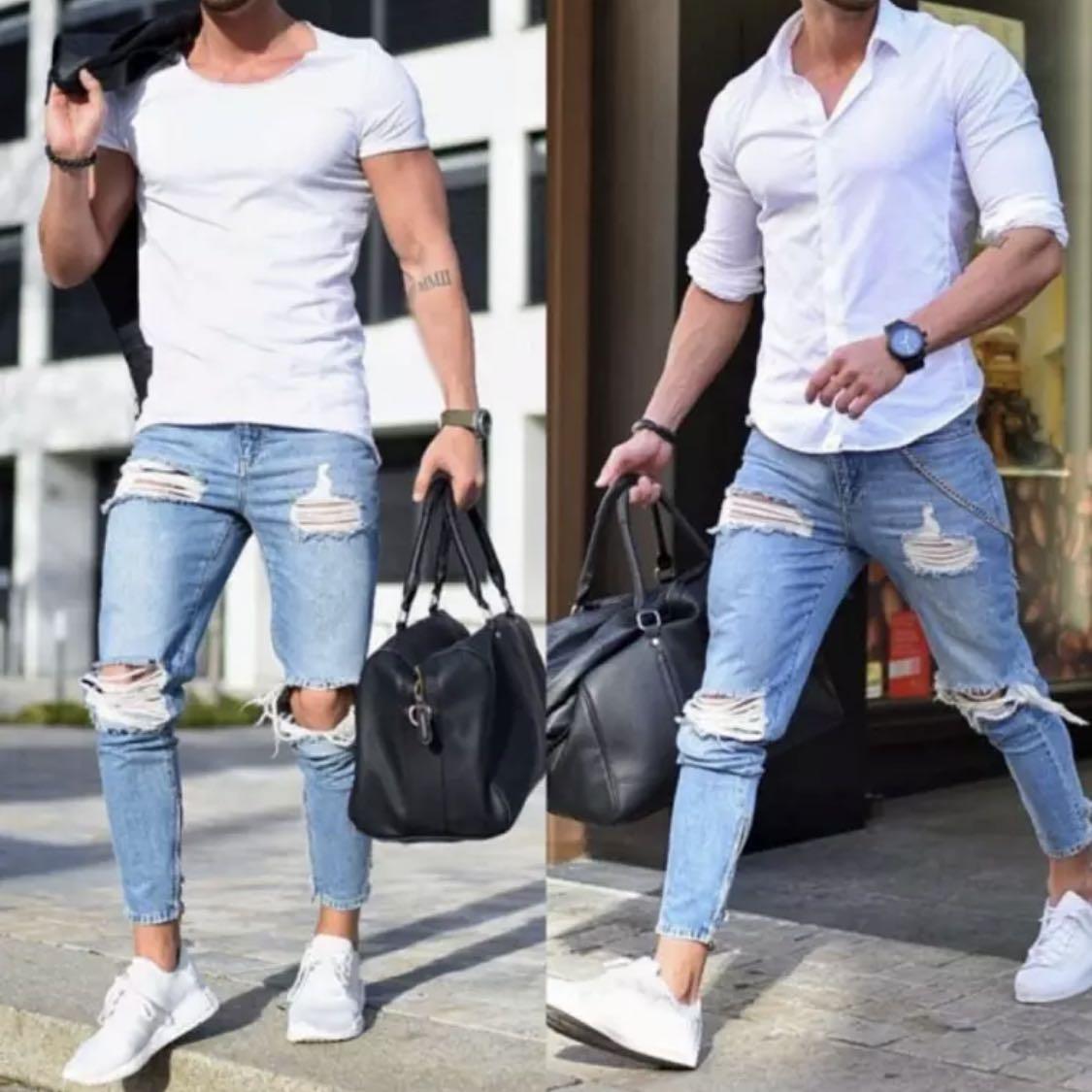 light jeans outfit men