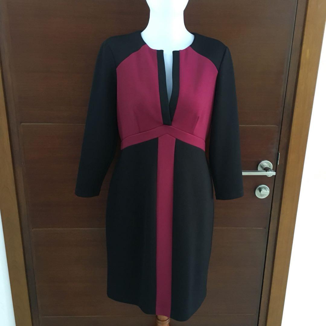 Maggy London Dark Pink Black Dress Fashion Wanita Dress Wanita Women S Fashion Women S Clothes Dresses Skirts On Carousell