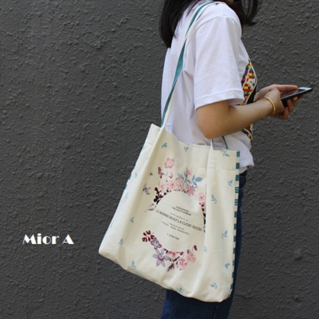 floral canvas tote bag