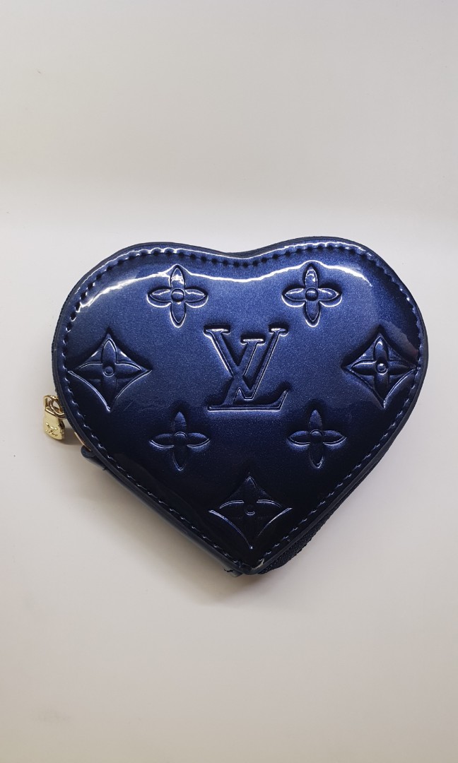 Navy blue Louis vuitton LV heart coin purse