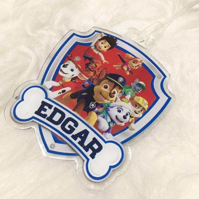 paw patrol luggage tag
