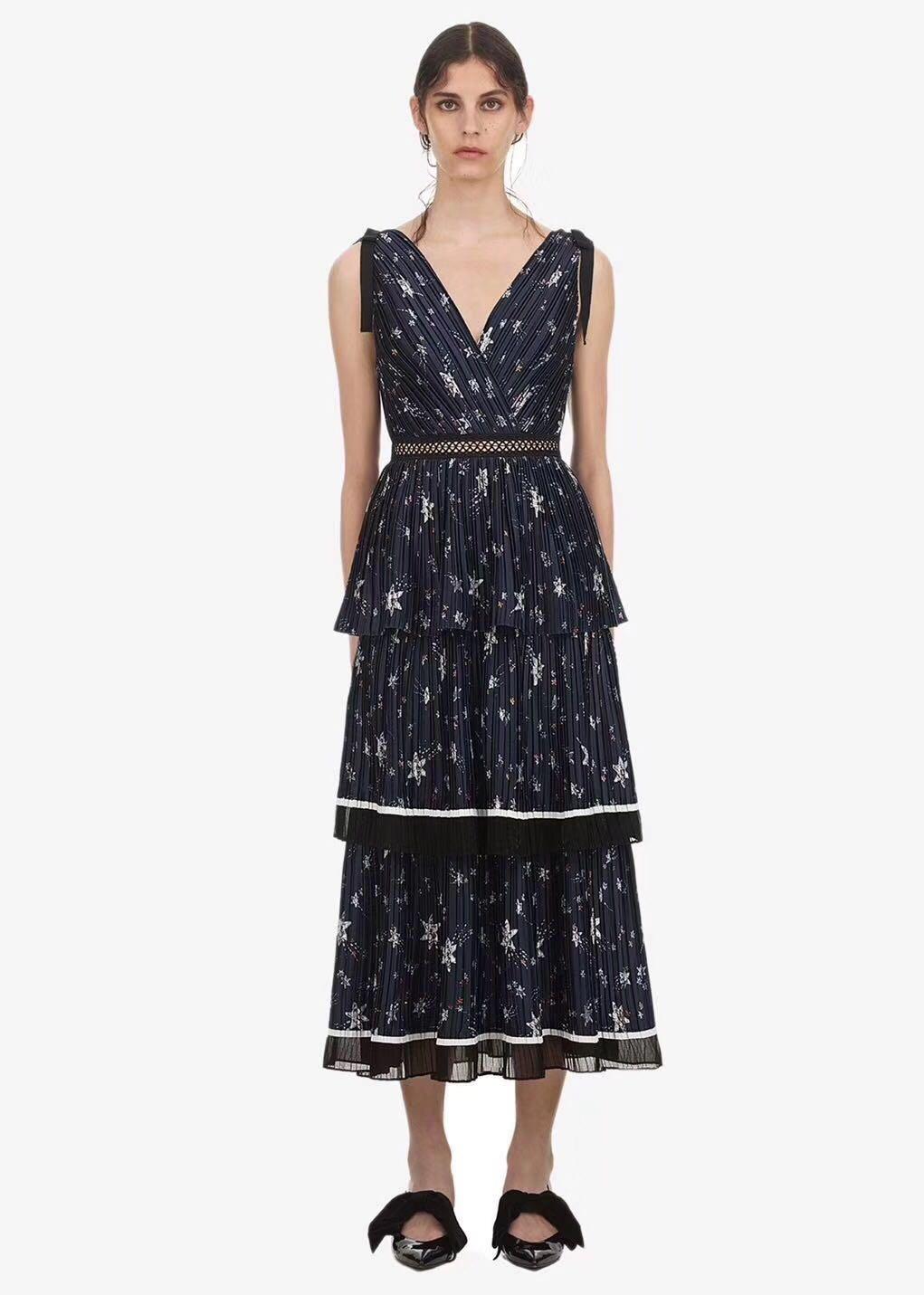 self portrait star tiered dress