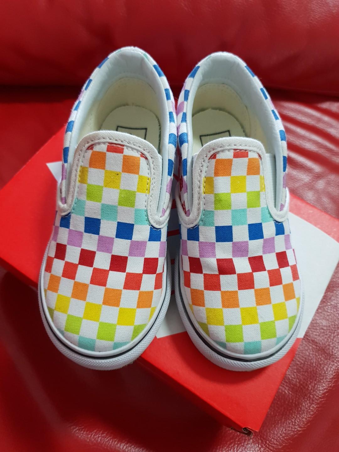 Vans Kids Slip On Checkerboard Rainbow 