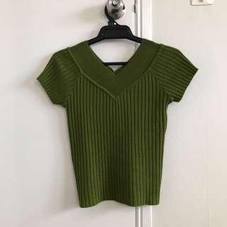Ribbed V neck Top