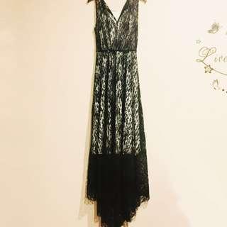 Women's Black Lace Long Evening Dress