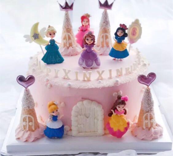 6 Figurines Toy Cake Topper Belle Aurora Snow White Princess