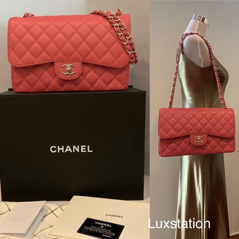 💕 Full Set With Receipt - Chanel Timeless Classic 17C Pink Caviar Jumbo  Double Flap Bag Series#23💕, Luxury, Bags & Wallets on Carousell