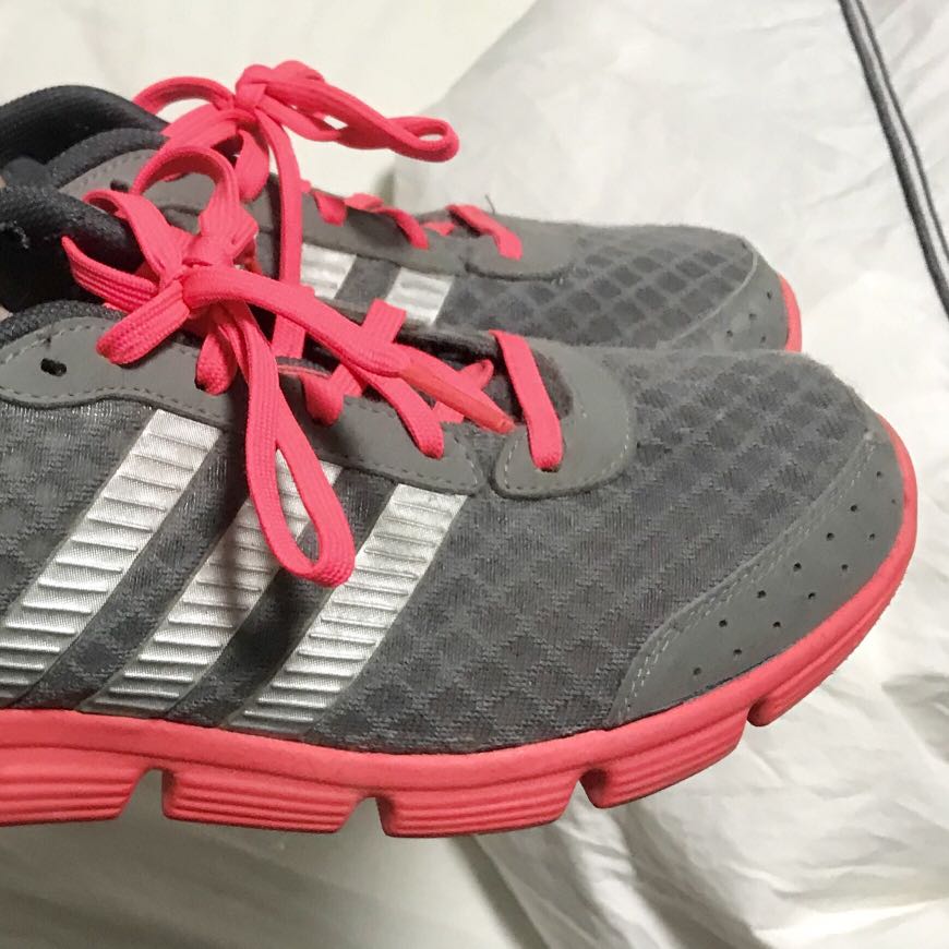 Adidas Gray Sneakers with Neon Pink 