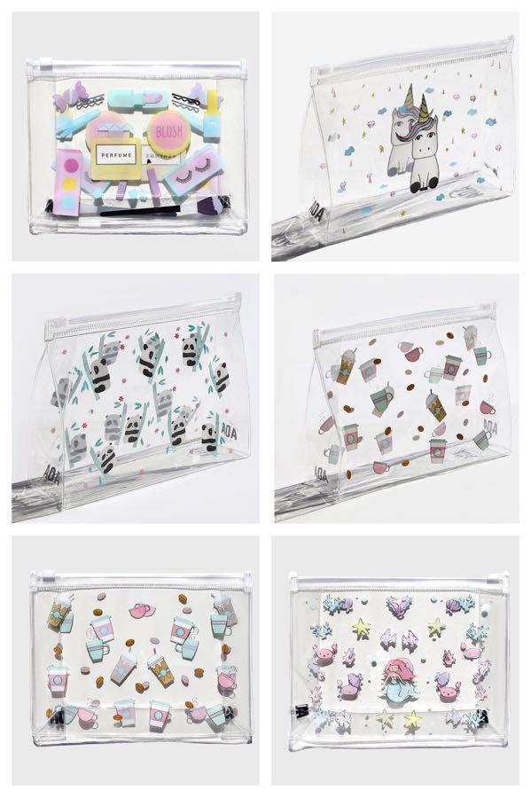 AOA Waterproof make up bag pouch (Category: Makeup) located in Pasig City. Submitted by vanityboutique (Listing ID 208262720, Image 1). Description: Pm for more details Original AOA make up pouches Made out of soft flexible PVC Material and is waterproof Zip lock closure Can be used as make up pouch, travel passport pouch, sewing kit, receipts and money, wallet, phone or keys can be placed. Several designs to choose from -panda -under the sea -un