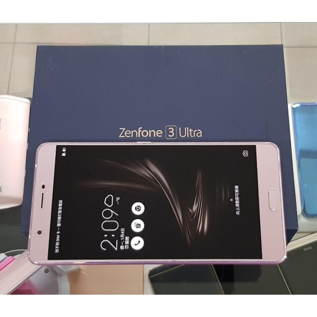 典藏奇機 極新展示機 玫瑰金粉 Asus Zenfone 3 Ultra Zu680kl 雙卡6 8吋2300萬 手機平板 安卓android在旋轉拍賣