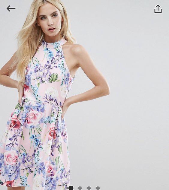 Bnwot Paper Dolls High Heck Floral Halter Dress Women S Fashion