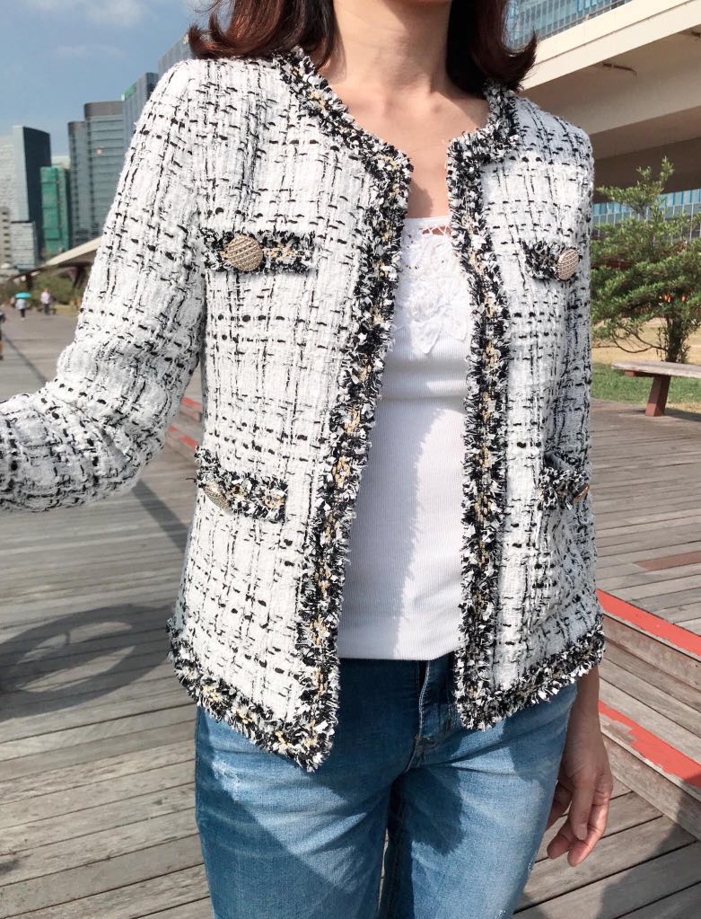 Korean tweed jacket clearance