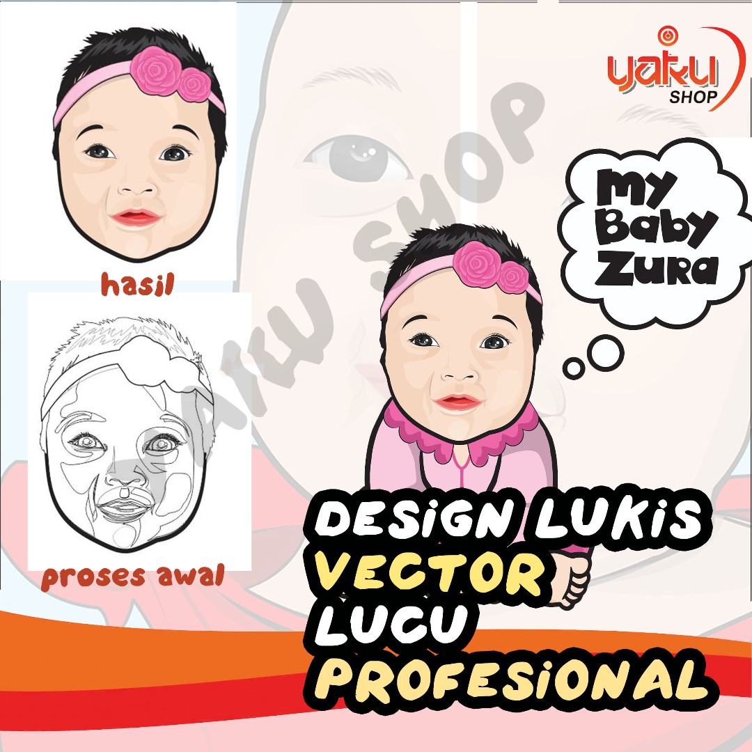 Design Vector Wajah Muka Lucu Untuk Pajangan Lukisan Sketsa