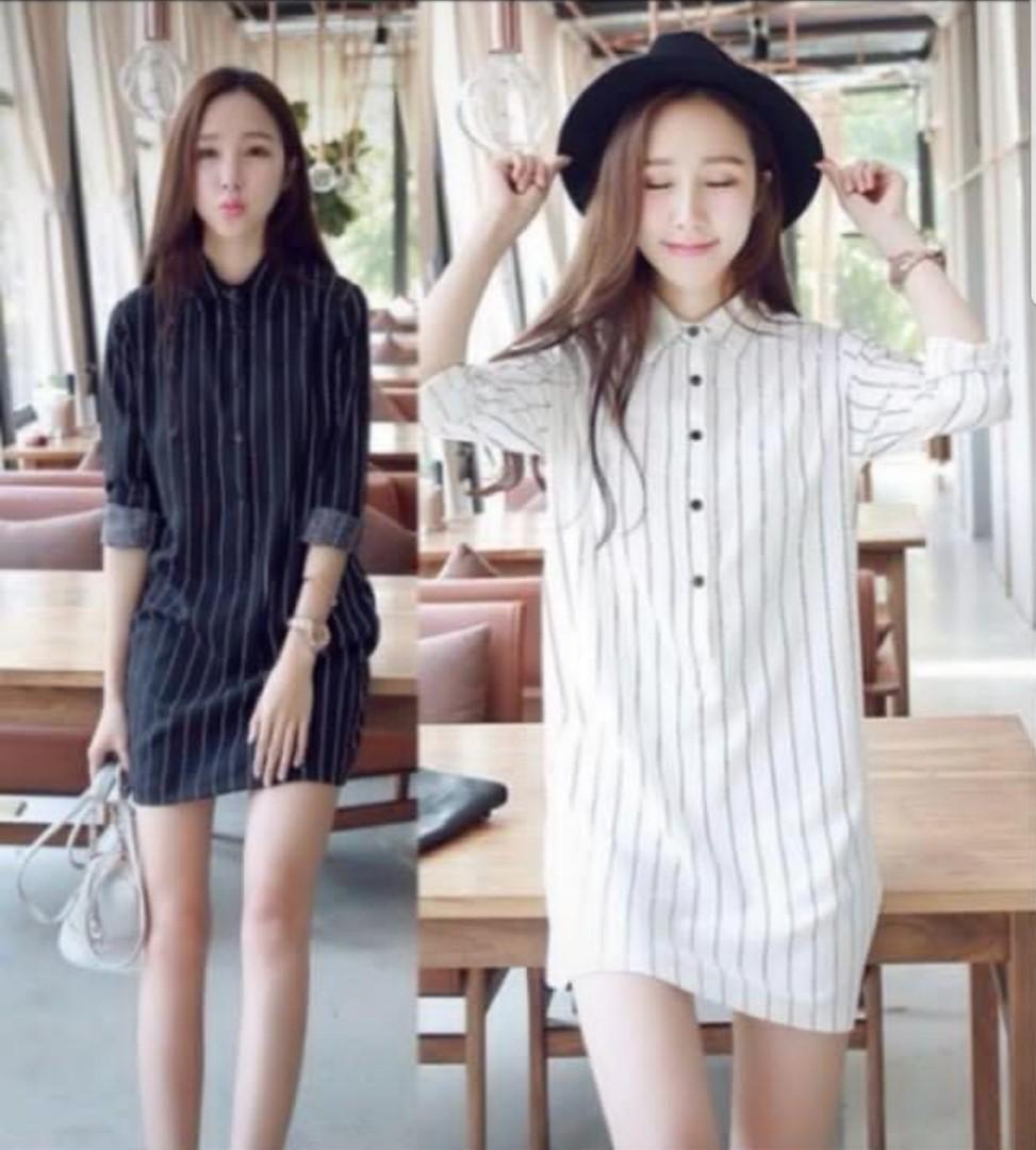 korean long shirt dress