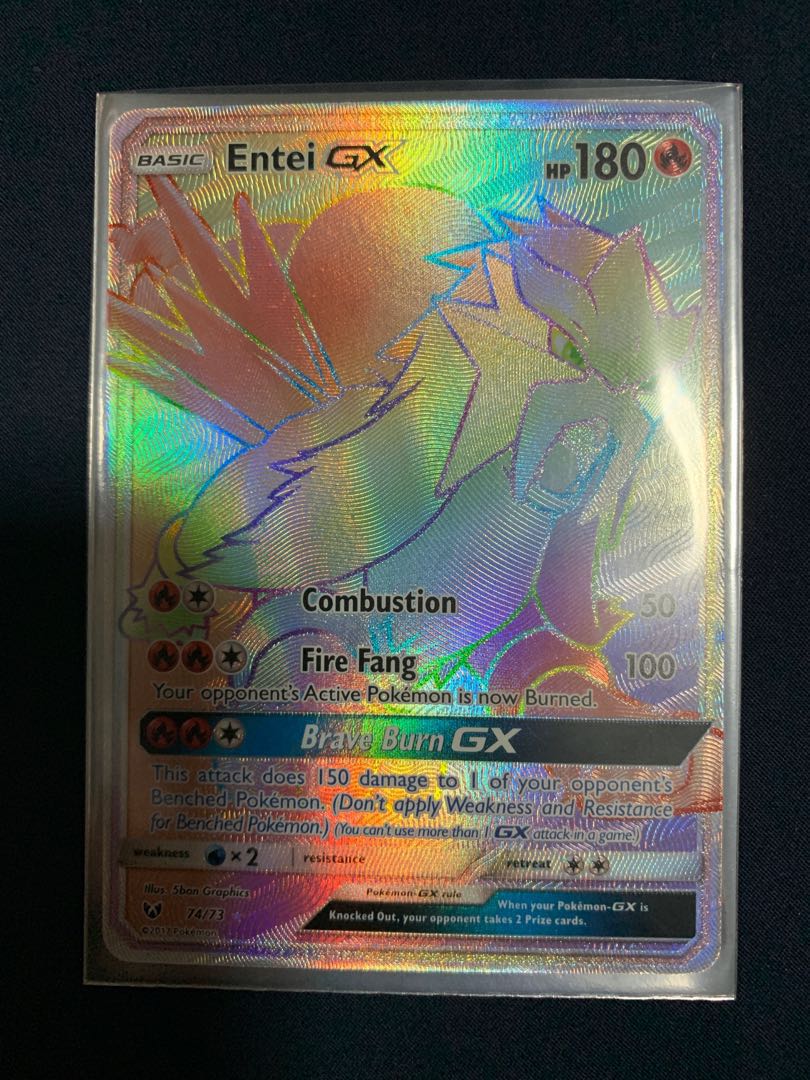Entei GX (rainbow rare) Pokemon Card, Hobbies & Toys, Toys & Games on