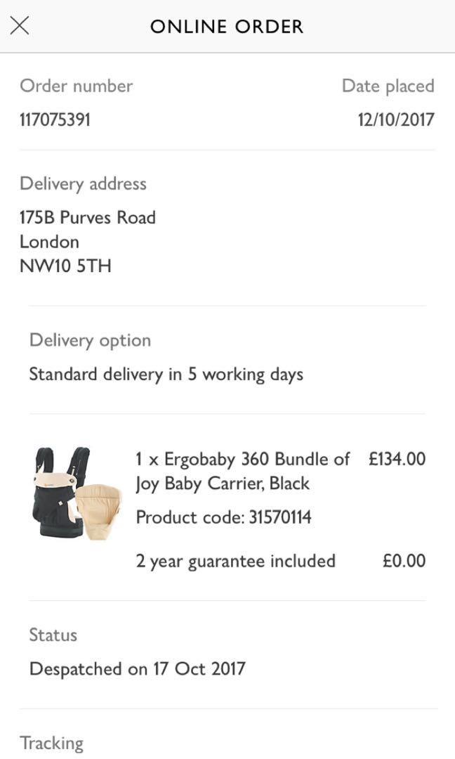 ergobaby order status