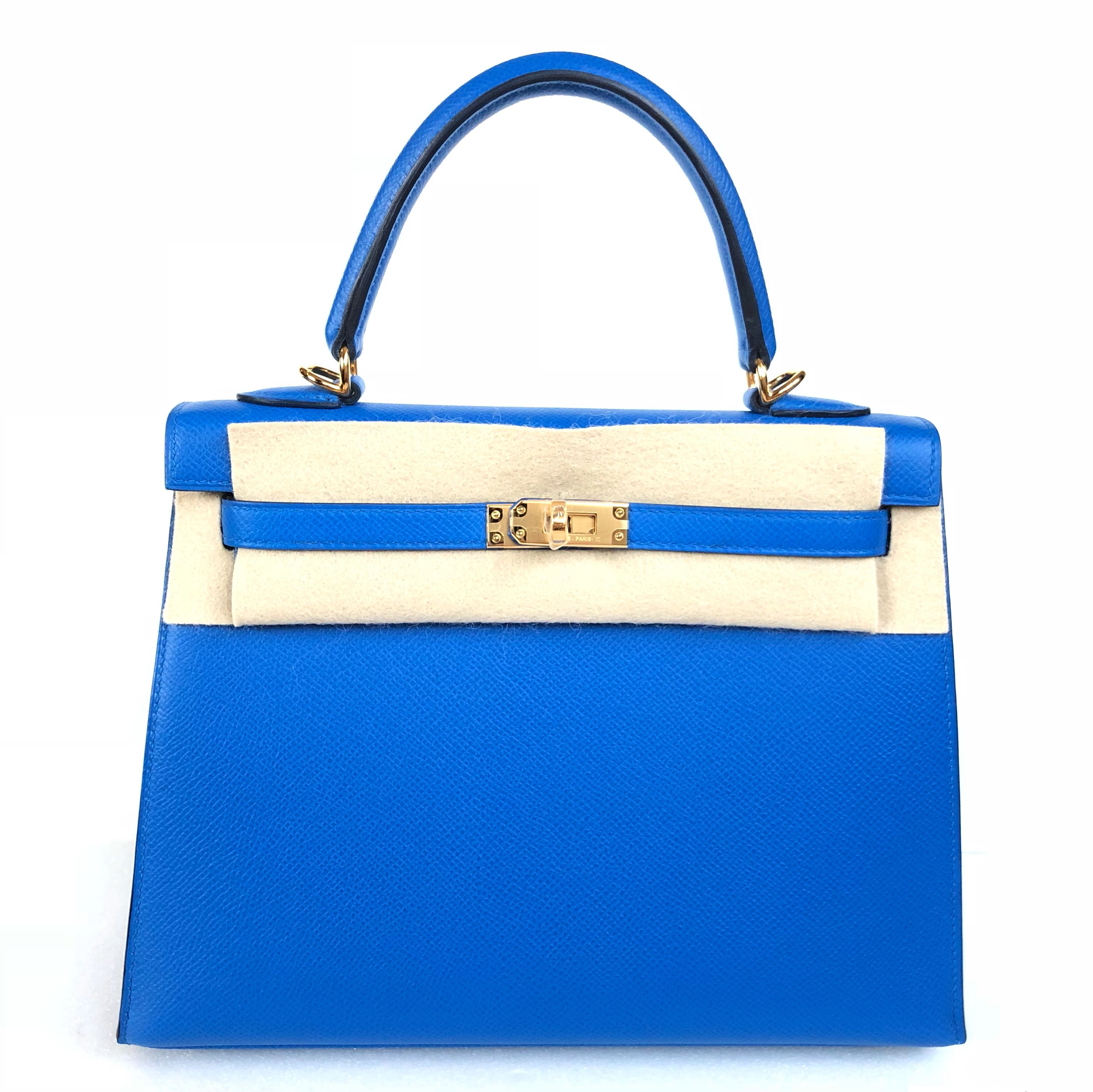 Hermès Kelly 25 Bleu Zellige Sellier Epsom Gold Hardware GHW — The