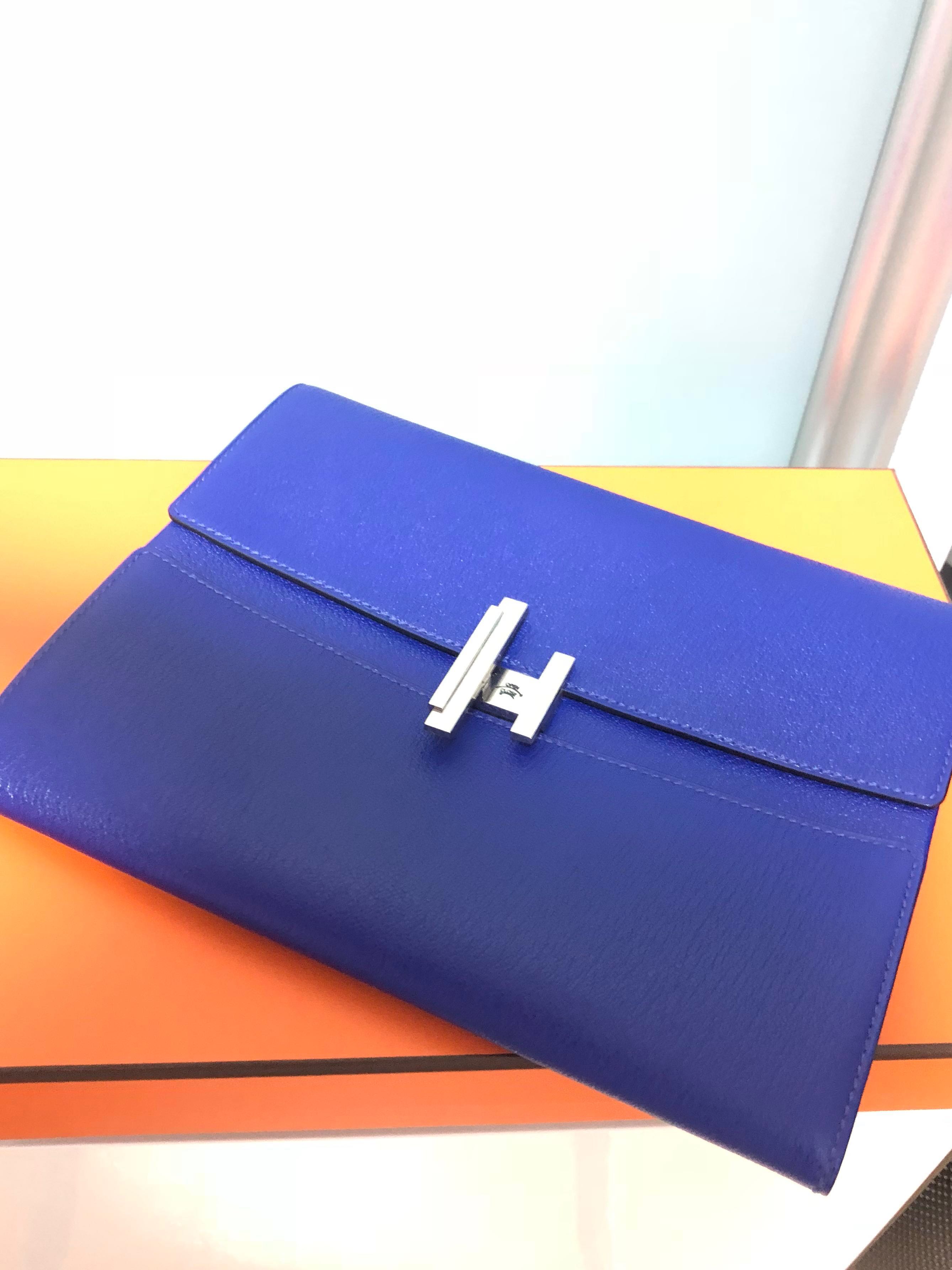 Hermes Pochette cinhetic electric blue Luxury Bags Wallets on