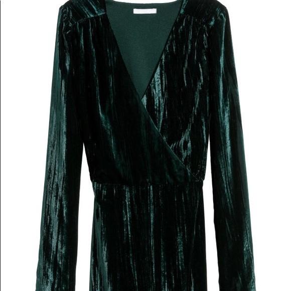 H M Dark Green Velvet Dress Size XL
