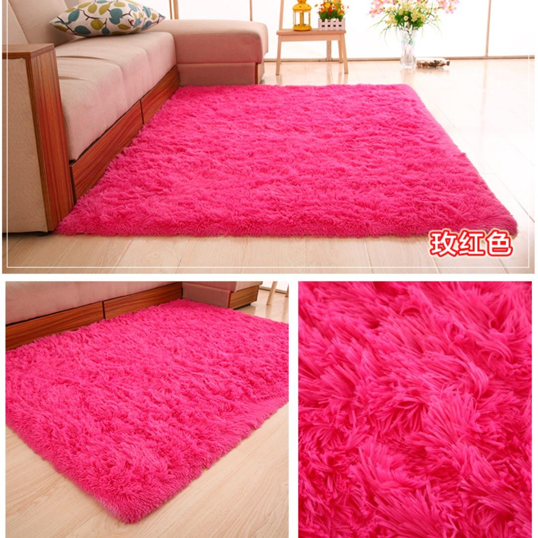 Hot Pink Fur Carpet 160x230cm, Furniture & Home Living, Home Decor