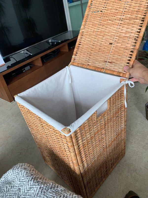 Ikea Branas Laundry Basket With Lining Rattan