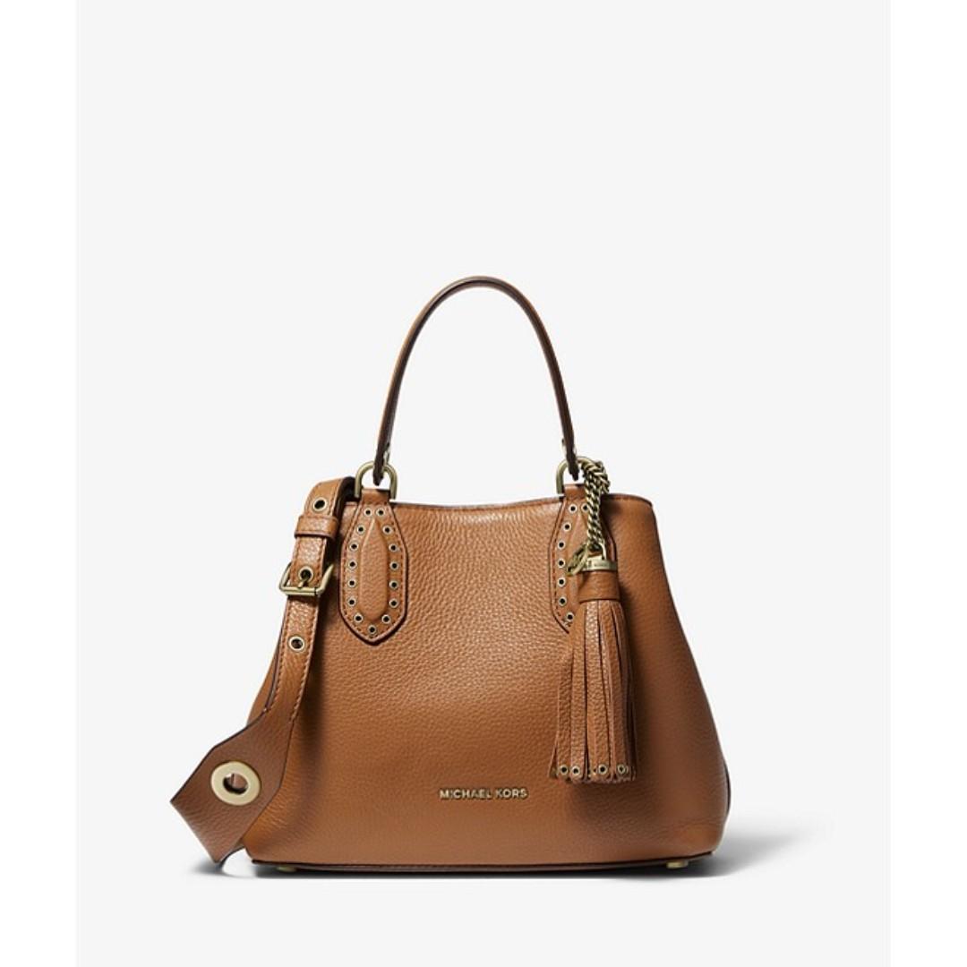 mk brooklyn small leather satchel