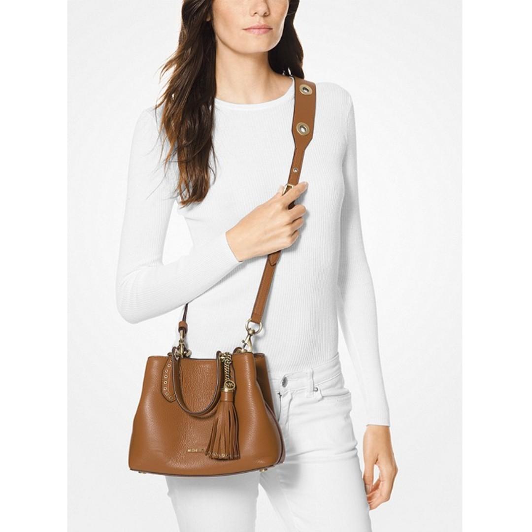 michael kors brooklyn small leather satchel