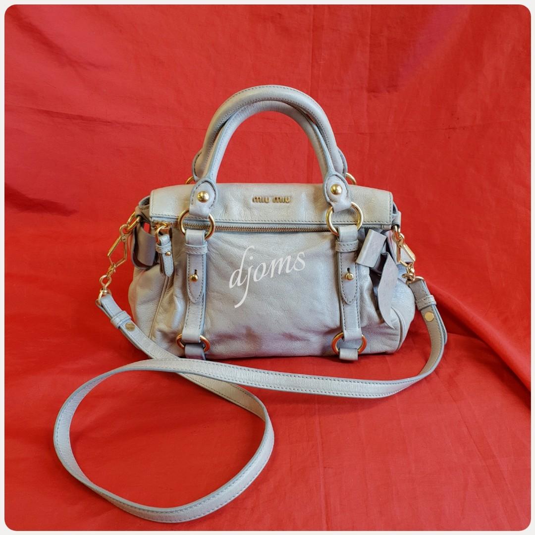 Miu Miu Vitello Lux Bow Bag, Luxury, Bags & Wallets on Carousell